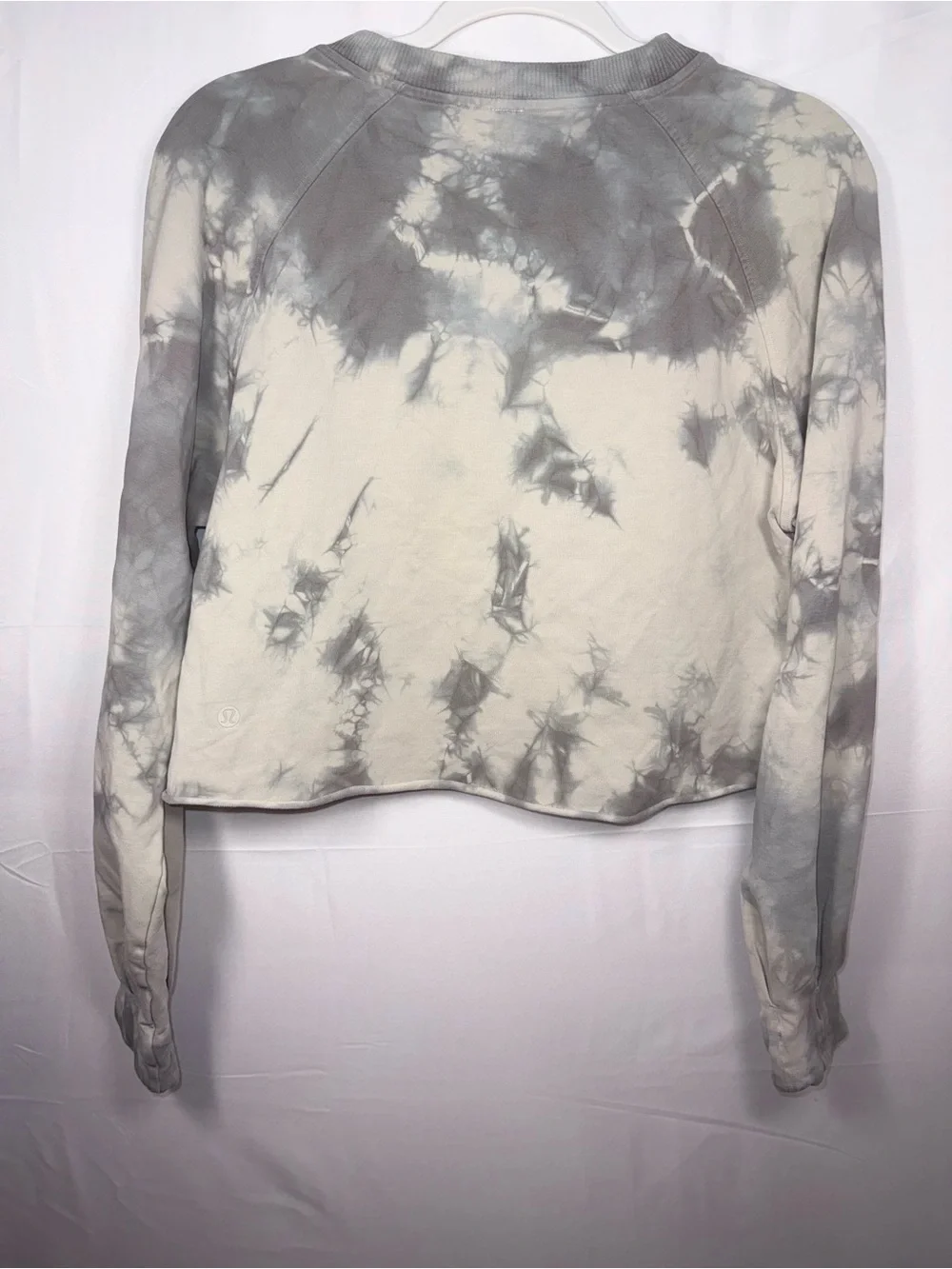 Lululemon Women Tie-Dye Cropped Sweatshirt Pullover- Gray/White Size 6 /S
